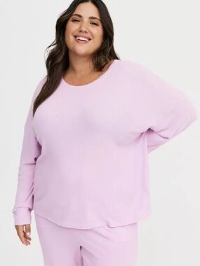 Torrid Size 3 Lilac Waffle Long Sleeve Relaxed Top